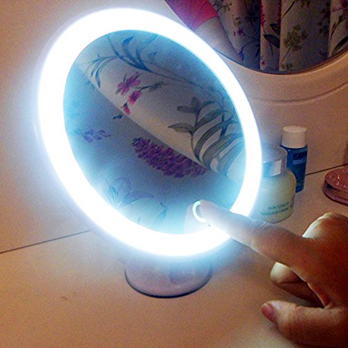 Kosmetikspiegel Vergrößerungspiegel mit USB Wiederaufladbare LED Ringbeleuchtung und 7-Facher Vergrößerung Deallink LED Beleuchtung Rasierspiegel Badspiegel Drehspiegel mit Touch-Schalter und Saugnapf-Halterung - 5