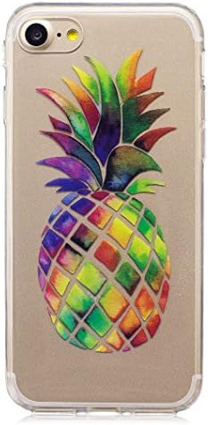 iPhone 8 Case, Wanxideng Soft Silicone Cover - Transparent Crystal Shell - Pineapple