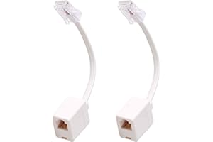 HAWAKA 2 paquete RJ45 a RJ11 convertidor adaptador cable de conector, teléfono RJ11 6P4C hembra a Ethernet RJ45 8P8C macho convertidor cable blanco