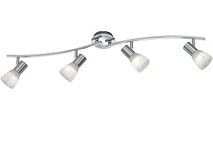 TRIO, Spot, Levisto incl. 4 x LED,E14,5,0 Watt,3000K,470 Lm. Verre, Albâtre, Corps: metal, Nickel mat L:88,0cm, L:11,0cm, H:19,0cm IP20,Pivotant