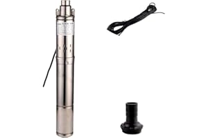 SHYLIYU Pompa Sommersa Per Pozzi Profondo 220V 1800L/H 0.25KW - Immersione a Vite in Acciaio Inox Per Piscina/Giardino/Irrigazione - Aspira Acqua Con 20m Cordone