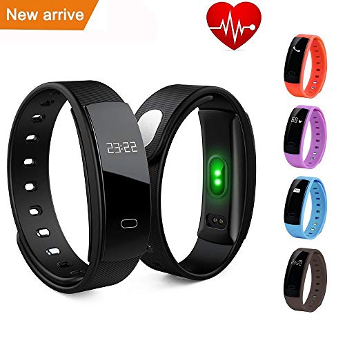 JUNEO Pulsera Deporte Pulsera Fitness Tracker Touch Screen Pulsómetro Impermeable Deporte SmartWatch Inteligente Reloj de Pulsera Monitor de sueño calorías OLED para Andriod iOS qs80, Negro