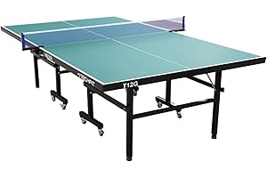 TechFit Tavolo da Ping Pong Professionale per Interni - Pieghevole da Interno con Inclinazione Unilaterale, Struttura Metallica Nera, Rete da 180 cm, Roti Silconate con Freni, 274x152,5x76 cm