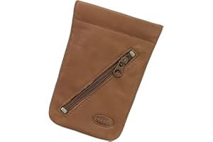 LEDERSHOP24 Étui porte-clés - En cuir - Avec fermeture éclair - Disponible en différents couleurs - Beige naturel