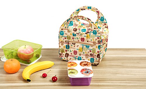iSuperb Niedlich Kühltasche Lunch Tasche Box Wasserdicht wiederverwendbar mit bezauberndem Animal Bild isoliert Lunchpaket für Frauen Damen Mädchen Kinder Kids Schüler Jugendliche (Niedlicher Bär Gelb) - 3
