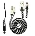 Produktbild Emartbuy Geflochten Flaches Duo Pack für Ulefone Armor - Schwarz Mini Eingabestift + Geflochten Schwarz Flaches Micro USB Sync / Übertragung Daten & Ladekabel
