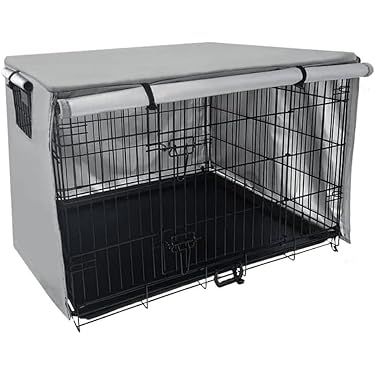 Copertura Per Gabbia Per Cani In Tessuto Oxford 600D - Antivento, Finestre A Rete, Per Gabbie 107x72x76 Cm