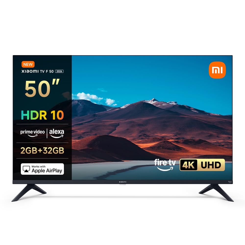 XIAOMI TV F 50, 50 Pulgadas (127 cm), 4K UHD, Smart TV, Fire OS8, Control por Voz Alexa, HDR10, MEMC, Modo Game Boost 120Hz, Compatible con Apple AirPlay | Triple sintonizador DVB-C/S/S2/T/T2, 60 Hz con 120 Hz Game Boost, control de voz con Alexa