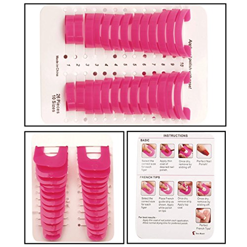 inkint Nagel Gel Model Clips Nagel Überlauf Werkzeuge French Maniküre Aufkleber Weiche Kunststoff Professionelle Salon-Nagel-Schablone Rosa Tragbare Nagel-Schutz-Tool - 7