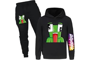 Jicahond Gamer Cartoons Printings Hoodie and Joggers 2pcs Outfits Boys Girls Casual Tracksuits