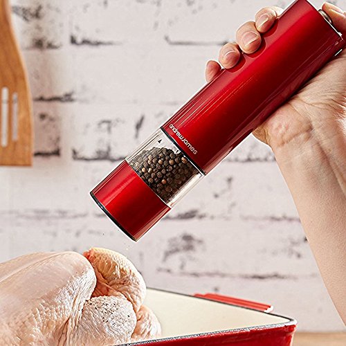 Andrew James – Elektrisches Salz- Und Pfeffermühlen Set Aus Edelstahl In Rot Metallic - 4