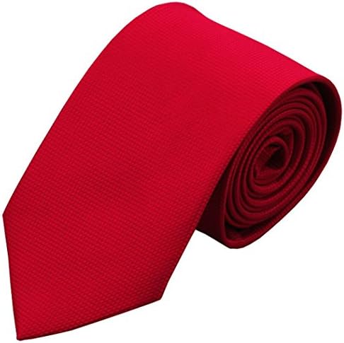 CAOFENVOO Men's Tie Jacquard Woven Silk Formal Solid Necktie Red