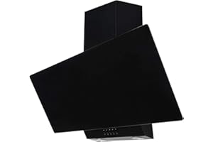 SIA EAG91BL Black 90cm Angled Glass Chimney Cooker Hood Kitchen Extractor Fan