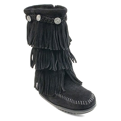 Minnetonka 3 Layer Fringe, Jungen Stiefel Black
