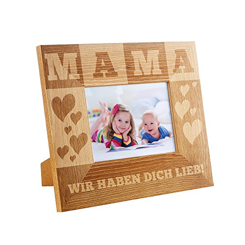 Bilderrahmen mit Gravur für Mama - Standard – Wir haben dich lieb - Rahmen aus Holz – Originelle Muttertagsgeschenke – Fotorahmen als dekoratives Weihnachtsgeschenk