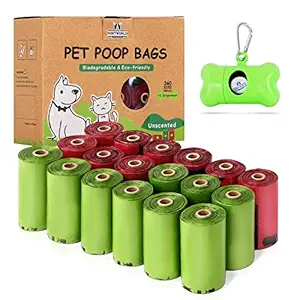 Dog Poop Bags Biodegradable, Eco-Friendly, Leak-Proof, Pet Waste Bags Refill Rolls (18 Rolls / 360 Count) with Dispenser