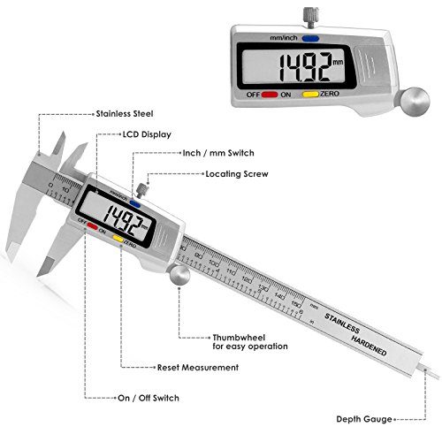 Digitaler Messschieber Profimessgerät LCD Display inklusive Hardcase digital Schieblehre Noniusschieber - 7