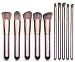 Qivange Makeup Brushes, Synthetic Kabuki Makeup Brush Set Foundation Blush Blending Eyeshadow Concealer Bronzer Powder Cosmetic Brush Kit(10pcs Coffee Gold)