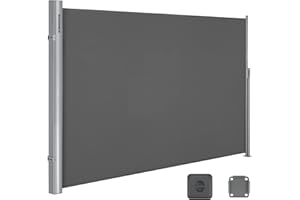 ‎SONGMICS Songmics 180 x 350 cm Side Awning for Balcony and Patio, Privacy Screen, Sun Shade, Side Blind, 200 x 300 cm, smoke Grey