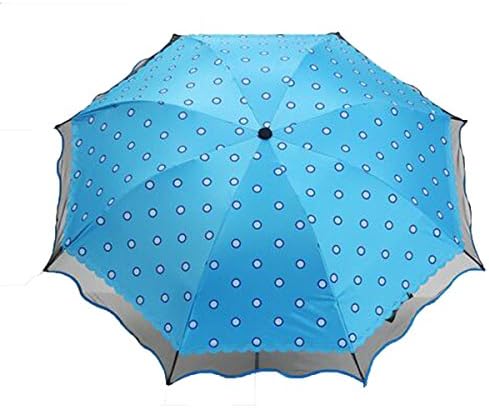 Shuang Yu Zuo Sunny Dual Lace Yarn Lotus Leaf Umbrella,Blue