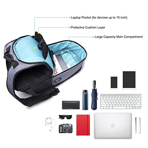 [Tagesrucksack] FREETOO Laptop Rucksack Campus Rucksack mit gepolstertem Laptopfach Rückenseite und Schultergurt  schickes Daypack passt jedes Outfit geeignet für Herren oder Jungen auf Alltag Campus Shopping und Reise anwenden - 4