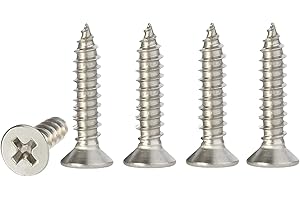 YITLA M4 Stainless Steel Self Tapping Screws,100pcs M4 X 20mm Phillips Flat Head Wood Srews DIY Woodworking Screws with Box (M4 X 20mm 100 PCS)