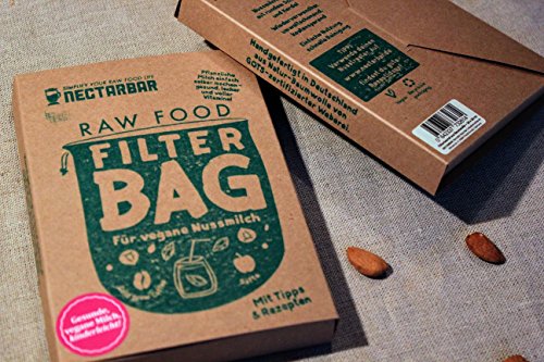 NUSSMILCHBEUTEL aus NATUR HANFFASER – Original NECTARBAR (Eco) – Premium RAW FOOD FILTER BAG – Filterbeutel mit Anleitung für vegane Nussmilch wie Mandelmilch als Passiertuch und Seiher für Säfte, Sprossen, Entsaften, Tempeh - 5