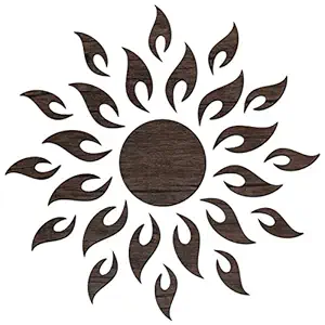Bikri Kendra Wood Sun Wall Stickers (Brown, Standard), Pack of 1