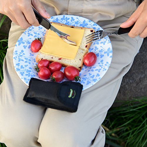 OUTDOOR FREAKZ Outdoor Campingbesteck Klapp-Besteck aus Edelstahl mit Gürteltasche, das Original! - 6