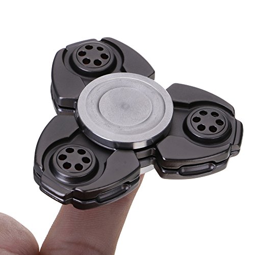 VANKER EDC Hand Spinner Metal Fidget ADHD Focus Toy Ultra Durable Stainless Steel Made - High Speed, 2-3 Min Spins - Black