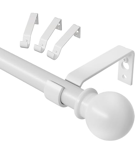 Tringle à Rideaux Extensible Blanche 76-350 Cm Ø16/19 Mm – Kit Complet Avec Embouts Design Échelle