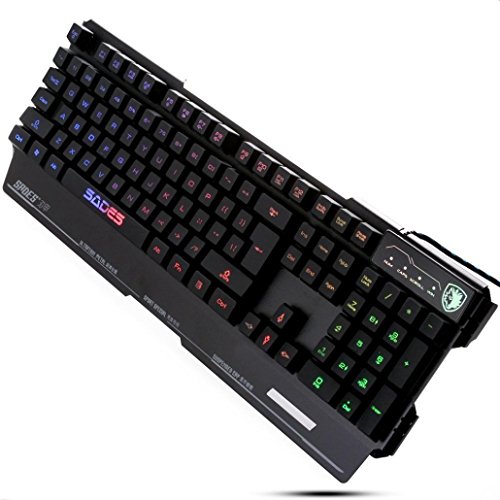 Preisvergleich Produktbild Kaiki Bunte Hintergrundbeleuchtung Gaming Keyboard 104 Tasten Abgehängte Keycaps Portable Wired USB Metal Base Keyboard für Spiel