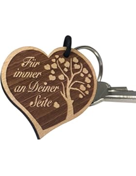 Schlüsselanhänger Herz aus Holz mit Gravur