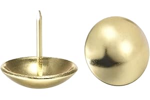 sourcing map Clou Tapissier Clou Ameublement Clou Meuble Punaise Pointe Tapissier Tapis Décoration 25mm Diamètre 25mm Hauteur Rond Pouce Doré pour Sofa Dosserets 10 Pcs