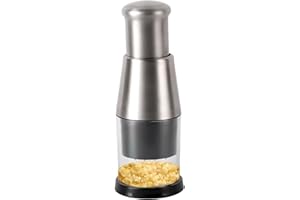 YILILAY Garlic Chopper, Pressed Onion Chopper Stainless Steel 304 Garlic Masher Manual Hand Garlic Grinder Cutter for Mincing Garlic, Slicing Peppers and Onions