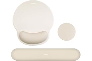 MOSISO Repose-Poignet Souris & Clavier, Courbe Circulaire Érgonomique Base Antidérapante Soulagement Douleur, Tissu Doux & Mousse à Mémoire Surélevée pour Bureau/Maison Facile à Taper,Kaki