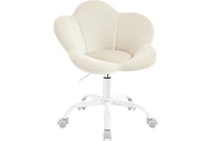 WOLTU Sedia da Scrivania per Bambini, Sedia Ufficio Ergonomica Girevole e Regolabile in Altezza con Rotelle, Seduta a Forma di Fiore per Studio, Camera da Letto, Velluto, Beige