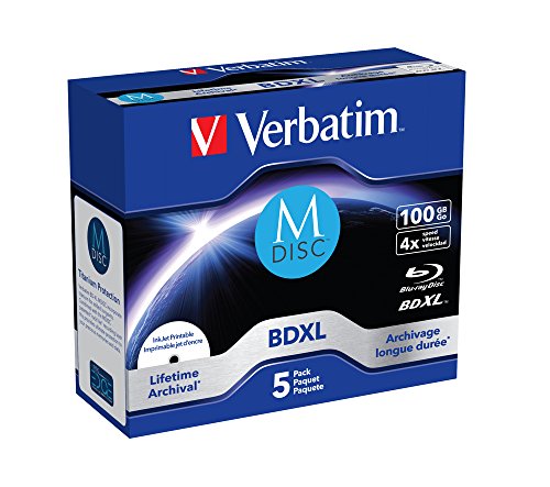 Verbatim 43834 M-DISC BD-R XL 100GB/1-4x Inkjet druckbares Jewelcase Speichermedium (5 Disc) - 2