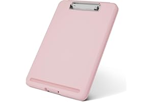 Hnogri Kunststoff-Klemmbrett mit Aufbewahrung, offenes Krankenpflege-Klemmbrett Faltbare Aufbewahrung für Anwälte, Studenten, Klassenzimmer, Büro, Frauen, Mann, Größe 13,4 "x 9,4" X 0,9", Rosa