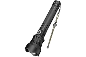 Lampe Torche LED Ultra Puissante,Lampe de Poche Rechargeable 90000 Lumens XHP70 Ajustable Zoomable Étanche Torche USB(y compris la batterie)