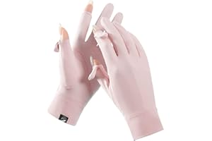 Antcher Women UV Sun Protection Gloves Ice Silk Sunblock Fingerless Gloves Full Finger Touchscreen Non Slip Gloves Hiking Cycling Gloves for Golf Driving Fishing