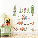 Decowall DW-1601 Rotkäppchen im Wald Wandsticker Wandaufkleber Wandtattoo Kinderzimmer - 2
