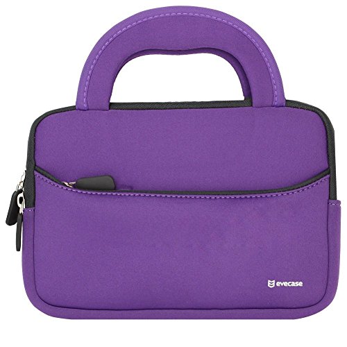 Tablet Schutzhülle | Evecase Universal 8 Zoll Neopren Tablet Case mit Vorderseitigem Zubehörfach für Tablets Lenovo Acer Asus iPad Samsung - Lila / Schwarz XS