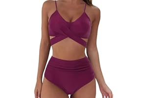 COZYAN Femme Maillot De Bain Deux pièces Tankini Maillots de Bain Taille Haute Licou Vintage Bikini Ensemble Dames Maillots de Bain
