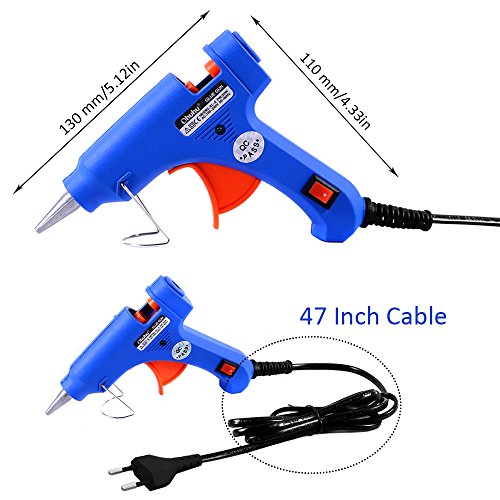 Ohuhu® Heißklebepistole Klebepistole Heißluftpistole Glue Gun Hotmelt Glue Gun 20W mit 25 Stücke Hot Melt Glue Sticks Klebesticks Heißklebesticks Heißklebestifte (blau) - 7