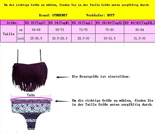 OYMMENEY Sexy Strand Damen Bandeau Bikini Push Up mit Quaste Set Badeanzug Bademode Tops und Bottoms