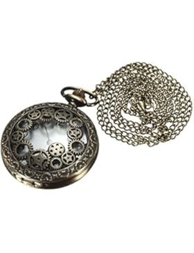 SODIAL(R) Retro Steampunk Taschenuhr Quarz Kettenuhr Uhren Anhaenger Halskette Geschenk