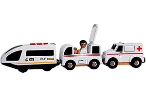 LICHENGTAI Tren eléctrico de Juguete, Juguete de riel de Locomotora de ferrocarril magnético, pequeño Tren eléctrico Conectado Compatible con vías de Madera, Juguete para niños Niños Niñas Regalos, C