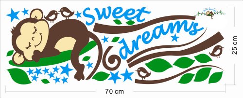 WallstickersDecal Süße träumen schlafend Affe am Baum Reben Wandtattoo Wandaufkleber - 6