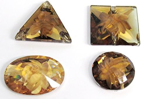24 mm Square Brown flat back sew on Acrylic crystal flower inset rhinestone craft gem stone 12 pieces